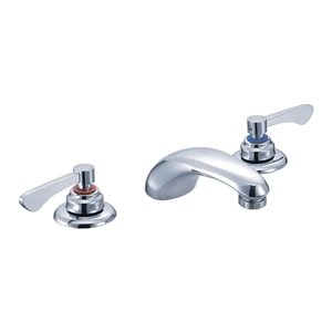 Gerber C4-441-05-61 Commercial 2H Widespread Lavatory Faucet w/ Gooseneck Spout Flex Connections & Less Drain 0.5gpm Chrome