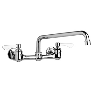 Gerber C4-443-33 Commercial 2H Wall Mount Kitchen Faucet w/ Lever Handles & 12" Swing Spout 1.75gpm Chrome