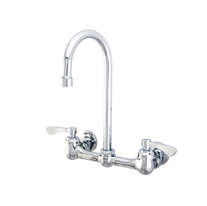 Gerber C4-443-43 Commercial 2H Wall Mount Kitchen Faucet w/ Lever Handles & 12" Hi Arc Swing Spout 1.75gpm Chrome