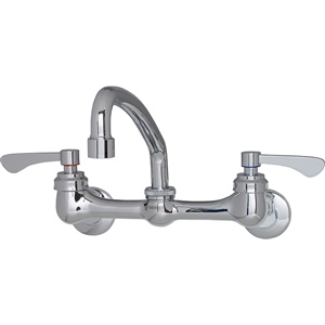 Gerber C4-443-93 Commercial 2H Wall Mount Kitchen Faucet w/ Wrist Blade Handles & 8" Swing Spout 1.75gpm Chrome