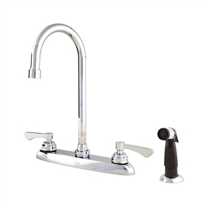 Gerber C4-447-79 Commercial 2H Kitchen Faucet w/ Gooseneck Spout & Spray 1.75gpm Aeration/2.2gpm Spray Chrome