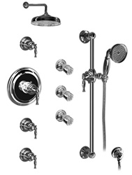 Graff - GA1.2-LM22S-SN-T - Lauren Traditional Thermostatic Set with Handshower and Body Sprays- Trim Only