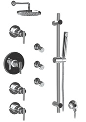 Graff - GB1.0-LM27S-BN-T - Tango Contemporary Round Thermostatic Set with Handshower and Body Sprays- Trim Only