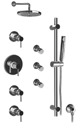 Graff - GB1.0-LM30B-BN-T - Viva Contemporary Round Thermostatic Set with Handshower and Body Sprays- Trim Only