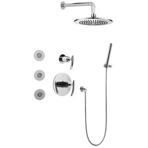 Graff GB5.122A-LM24S-PC Full Thermostatic Shower System with Transfer Valve (Rough & Trim), Polished Chrome