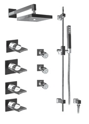 Graff - GC1.0-C14S-BN-T - Targa Contemporary Square Thermostatic Set with Handshower and Body Sprays- Trim Only