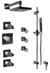 Graff - GC1.0-C8S-BN-T - Manhattan Contemporary Square Thermostatic Set with Handshower and Body Sprays- Trim Only