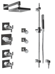 Graff - GC1.0-C9S-SN-T - Immersion Contemporary Square Thermostatic Set with Handshower and Body Sprays- Trim Only