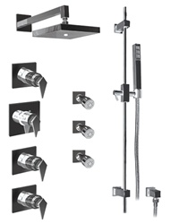 Graff - GC1.0-LM23S-SN - Stealth Contemporary Square Thermostatic Set with Handshower and Body Sprays