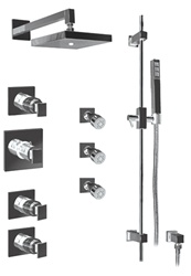 Graff - GC1.0-LM31S-SN-T - Solar Contemporary Square Thermostatic Set with Handshower and Body Sprays- Trim Only