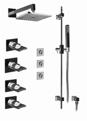 Graff - GC1.1-C14S-BN-T - Targa Contemporary Thermostatic Set with Handshower and Flush Mount Body Sprays- Trim Only