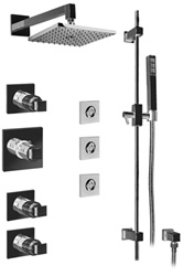 Graff - GC1.1-C8S-SN-T - Manhattan Contemporary Thermostatic Set with Handshower and Flush Mount Body Sprays- Trim Only