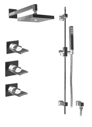 Graff - GC2.0-C14S-SN-T - Targa Contemporary Square Thermostatic Set with Handshower- Trim Only