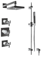 Graff - GC2.0-C9S-BN-T - Immersion Contemporary Square Thermostatic Set with Handshower- Trim Only