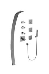 Graff - GE1.2-C14S-PC - Luna Contemporary Square Thermostatic Set with Body Sprays and Handshower