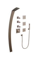 Graff - GE1.2-C14S-SN-T - Luna Contemporary Square Thermostatic Set with Body Sprays and Handshower- Trim Only