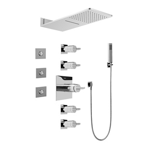 Graff GH1.123A-C14S-PC-T Full Square Thermostatic Shower System - Trim, Polished Chrome