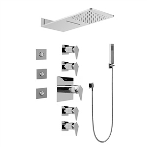 Graff GH1.123A-LM23S-PC-T Full Square Thermostatic Shower System - Trim, Polished Chrome