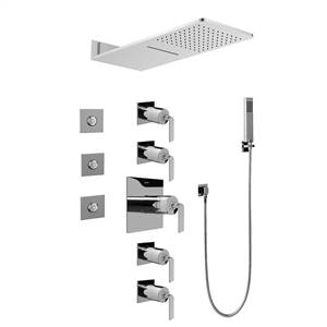 Graff GH1.123A-LM40S-PC Full Square Thermostatic Shower System, Polished Chrome