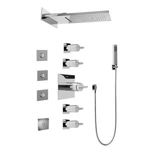 Graff GH1.124A-C14S-PC-T Full Square LED Thermostatic Shower System - Trim, Polished Chrome