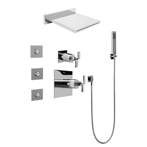 Graff GH5.125A-C9S-PC-T Square Water Feature System w/Diverter Valve - Trim, Polished Chrome