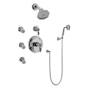 Graff GH5.222B-LM14S-PC-T Full Thermostatic Shower System with Transfer Valve (Trim Only), Steelnox (Satin Nickel)