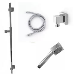 Jaclo 873-476-31-701 CUBICA Hand Shower and Wall Bar Kit with Square Hose - With Supply Elbow