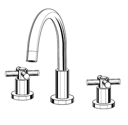 Jaclo 8880-C CONTEMPO Widespread Lavatory Faucet with Cross Handles and Pop-Up Drain for Concealed Applications