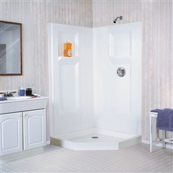 Mustee 742C DURAWALL® Fiberglass Neo-Angle/Corner Shower Walls, 42-inch x 42-inch Showers