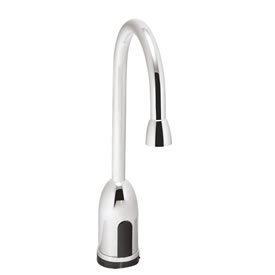 Speakman S-9201 - AC powered/plug-in slim gooseneck faucet. Solenoid with built-in filter. Electronics housed above counter. All brass body and spout. 120-second time out feature prevents floods. Meets ASME A112.18.1/CSA B125.1
