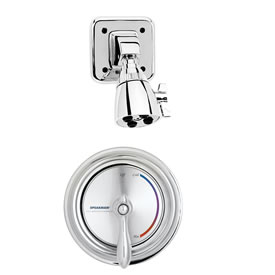 Speakman SM-3020 - SM-3000 anti-scald valve. Adjustable temperature limit stop. All brass body with bonnet. S-2280 wall mounted showerhead. Meets ASSE 1016 and ASME A112.18.1/CSA B125.1