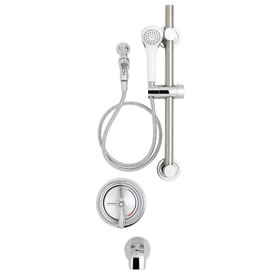 Speakman SM-3090-ADA - SM-3000 anti-scald valve. Adjustable temperature limit stop. All brass body with  bonnet. VS-1001-ADA handheld shower system. S-1556 diverter spout. S-2500 arm and flange. Meets ASSE 1016 and ASME A112.18.1/CSA B125.1