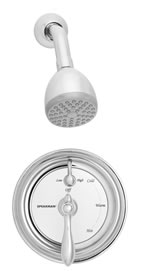 Speakman SM-4410 - SM-4400 anti-scald valve, S-2272-E2 showerhead and S-2500 arm and flange. Replaces SM-4210.  Valve body with integral stops.