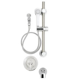 Speakman SM-5090-ADA - SM-5000 thermostatic/pressure balance valve. Adjustable temperature limit stop. All brass body with  bonnet. VS-1001-ADA handheld shower system. S-1556 diverter spout. S-2500 arm and flange. Meets ASSE 1016 and ASME A112.18.1/CSA B