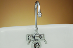 Strom Plumbing - P0708 Deco Style Leg Tub Faucet with Gooseneck Spout, 3-3/8 inch centers