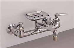 Strom Plumbing P1047 - Wall Mount Kitchen Faucet with 6-inch Swivel Spout and Lever Handles.