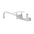 T&S Brass - B-0233-02 - Double Pantry Faucet, Wall Mount, 8-inch Centers, 8-inch Swing Nozzle with Soap Dish