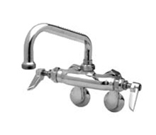T&S Brass - B-0242 - Double Pantry Faucet, Wall Mount, Adjustable Centers, Integral Stops, 6-inch Swing Nozzle