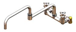 T&S Brass - B-0292 - Big-Flo Mixing Faucet, Wall Mount, 8-inch Centers, 24-inch Double Joint Swing Nozzle, LL Inlets