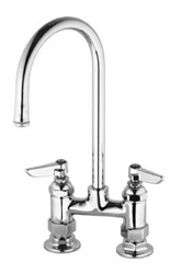 T&S Brass - B-0326 - Double Pantry Faucet, Deck Mount, 4-inch C/c, Rigid Gooseneck