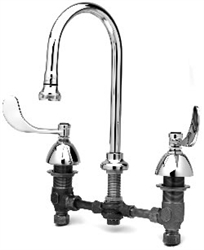 T&S Brass - B-0865 - Medical Faucet, Concealed Body, 8-inch Centers, Wrist Handles, Rigid Gooseneck w/Rosespray