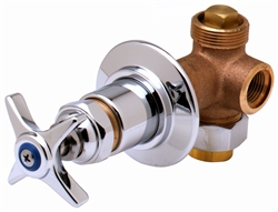 T&S Brass - B-1020 - Concealed Bypass Valve, 1/2-inch NPT Female Inlet and Outlet, 4-Arm Handle, Cold Index