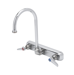 T&S Brass - B-1147 - Workboard Faucet, Wall Mount, 8-inch Centers, Swivel Gooseneck, Lever Handles