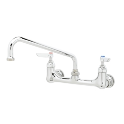 T&S Brass - Double Pantry Faucet, Wall Mount, 8-inch Centers, 10-inch Swing Nozzle, Lever Handles