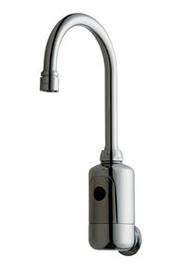 Hytronics - Single Hole Faucet, Wall Mount, Electronic Faucet with Gooseneck Spout and Dual Beam Infrared Sensor