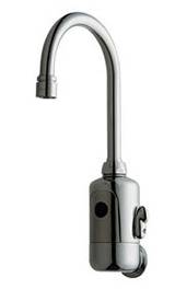 Chicago Faucets - 116.124.21.1 - AC POWER Wall Mounted Gooseneck Electronic Faucet with External Temperature Control