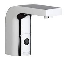Chicago Faucets 116.760.AB.1 -  HyTronic Edge Lavatory Sink Faucet with Dual Beam Infrared Sensor. Edge Electronic Integral Spout. Vandal Proof Non-Aerating Laminar Flow Stream Solidifier. Stainless Steel Hoses Included.