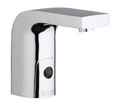 Chicago Faucets 116.868.AB.1 -  HyTronic Edge Lavatory Sink Faucet with Dual Beam Infrared Sensor. Edge Electronic Integral Spout. 0.5 GPM (1.9 L/min) Vandal Proof Non-Aerating Spray. Stainless Steel Hoses Included.