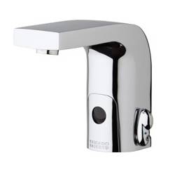 Chicago Faucets 116.870.AB.1 -  HyTronic Edge Lavatory Sink Faucet with Dual Beam Infrared Sensor. Edge Electronic Integral Spout. Vandal Proof Non-Aerating Laminar Flow Stream Solidifier. Stainless Steel Hoses Included.