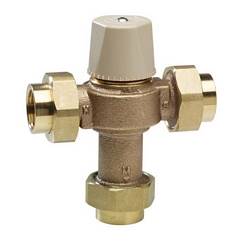 Chicago Faucets 122-NF Thermostatic Mixing Valve (for 1 to 8 fittings) with Standard 1/2 inch NPT threaded inlet and outlet union connections